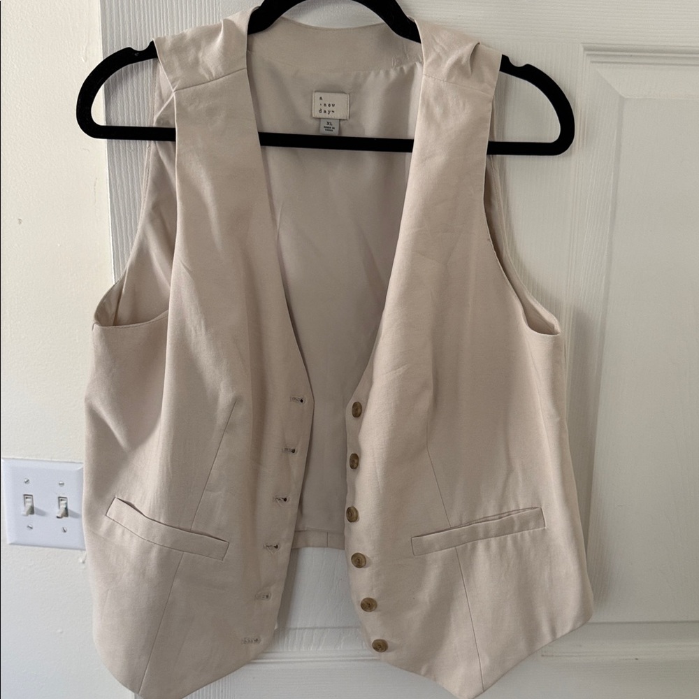 a new day Neutral Cream Button-Front Vest